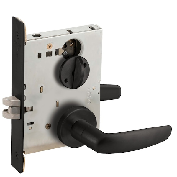 Schlage Grade 1 Bed Bathroom Privacy Mortise Lock, 07 Lever, A Rose, Flat Blk Coated Fnsh, Field Reversible L9040 07A 622 - main